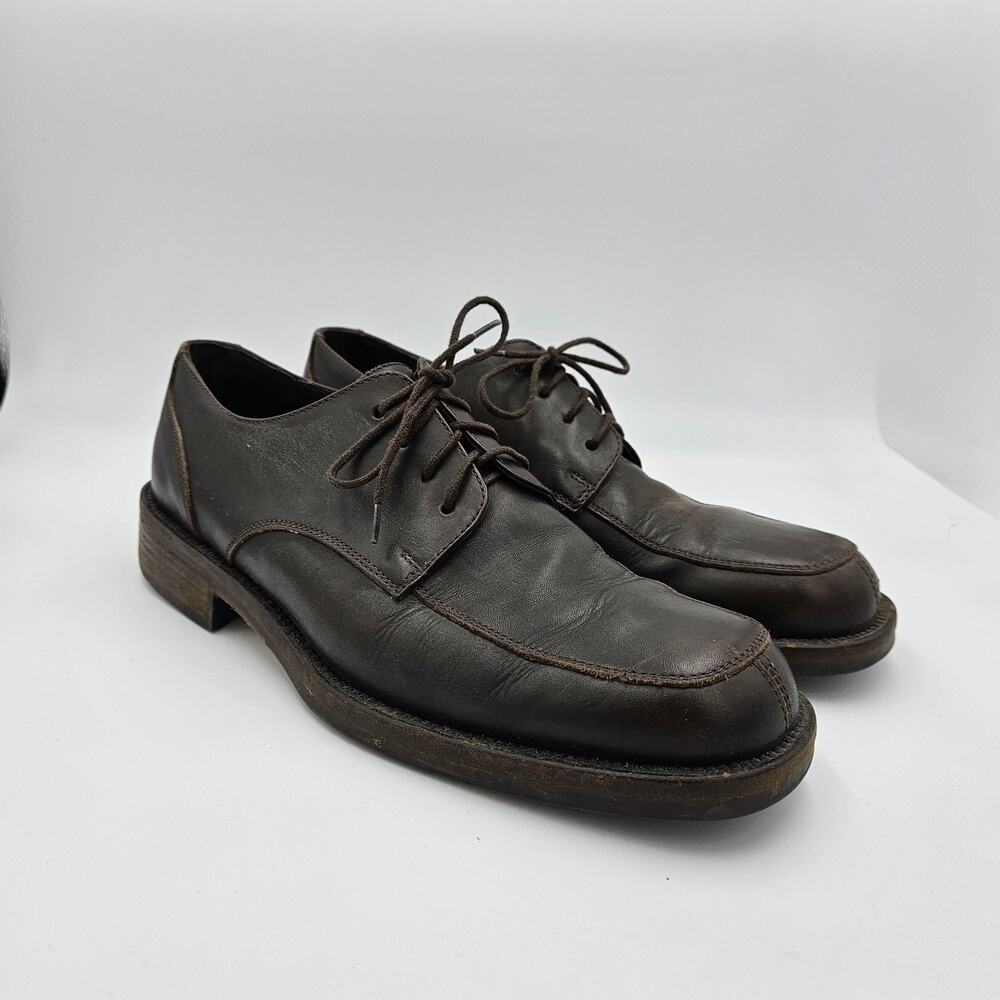 J Crew Brown‎ Leather Split Apron Toe Blucher Derby Shoes Mens Size 10 H Italy